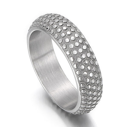 Titanium Steel Skull Ring with Polka Dot Design