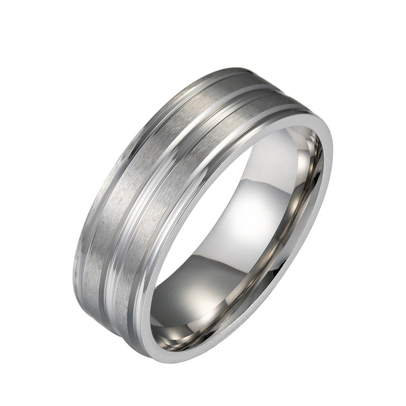 Frosted Edge Stainless Steel Ring