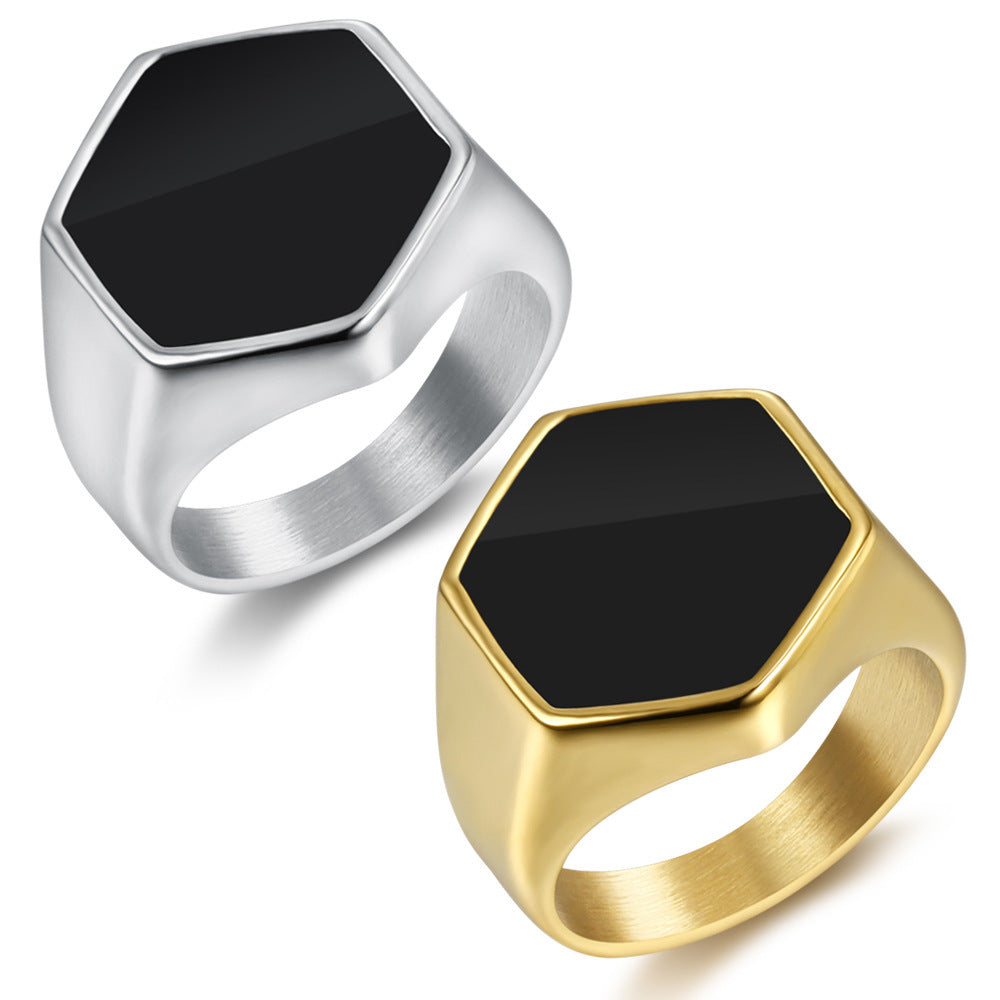 Bold Black Ring with Gutta Percha Finish