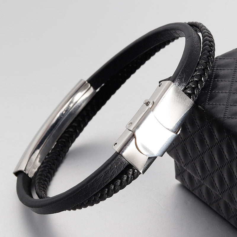 Titanium Fusion Leather Bracelet