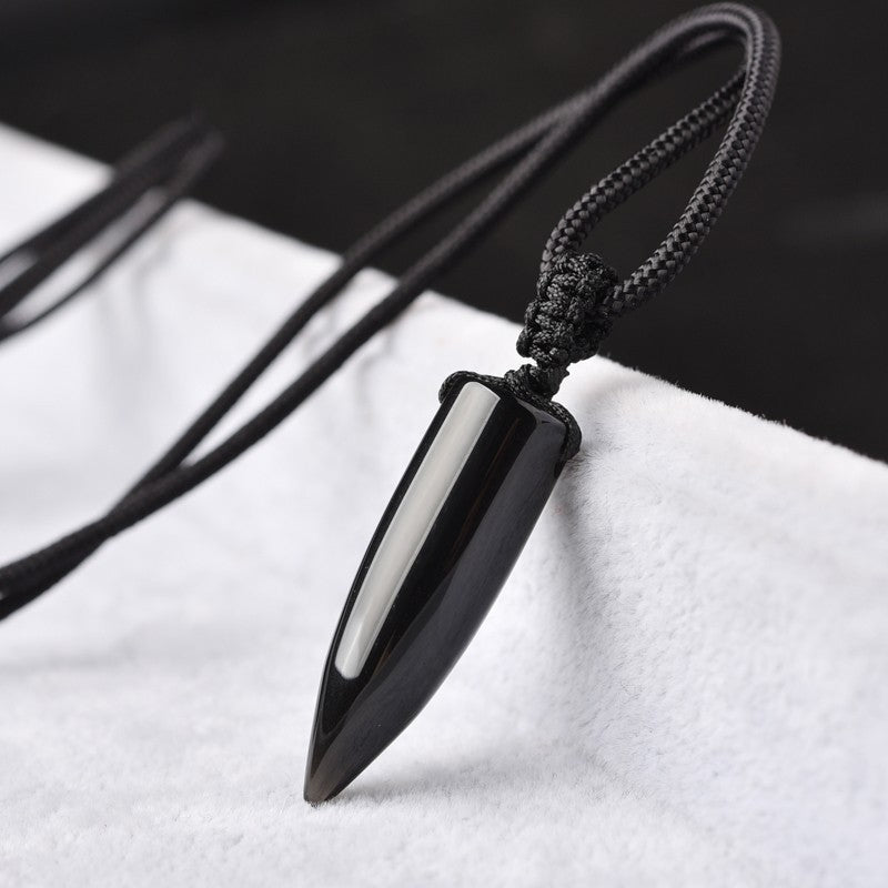 Geometric Obsidian Bullet Necklace