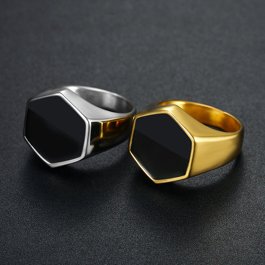 Bold Black Ring with Gutta Percha Finish