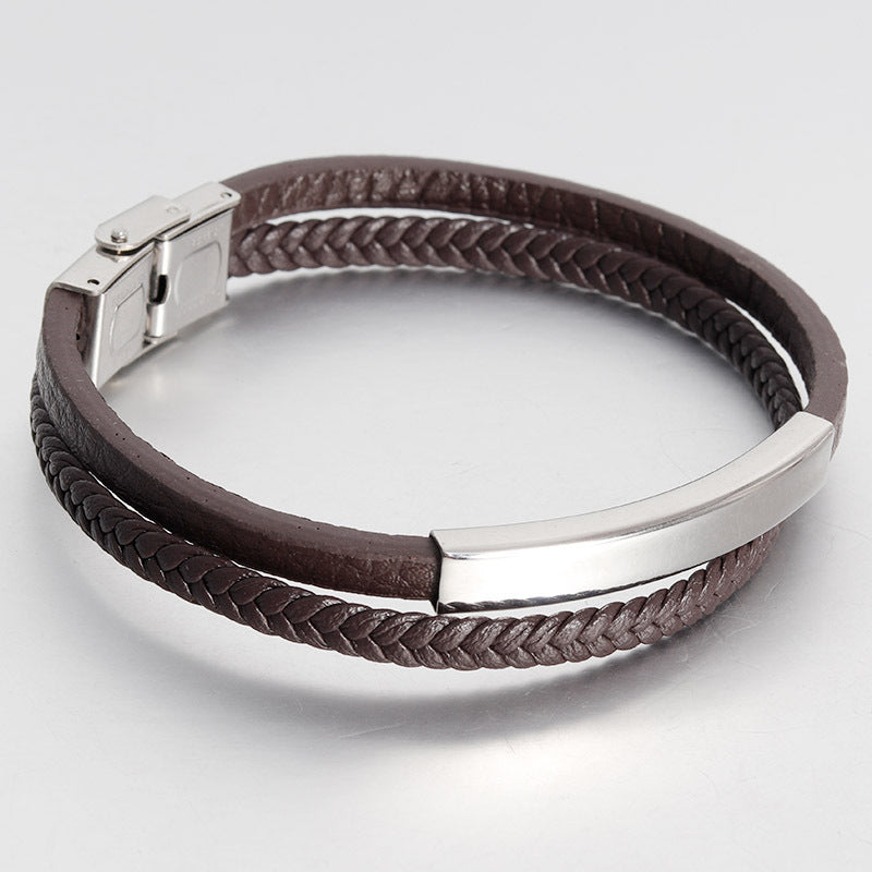 Titanium Fusion Leather Bracelet