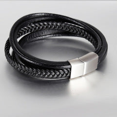 Titanium Fusion Leather Bracelet