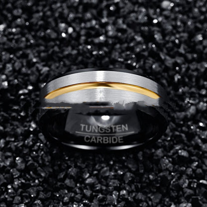 Anillo de tungsteno con borde esmerilado