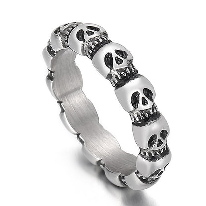 Titanium Steel Skull Ring with Polka Dot Design