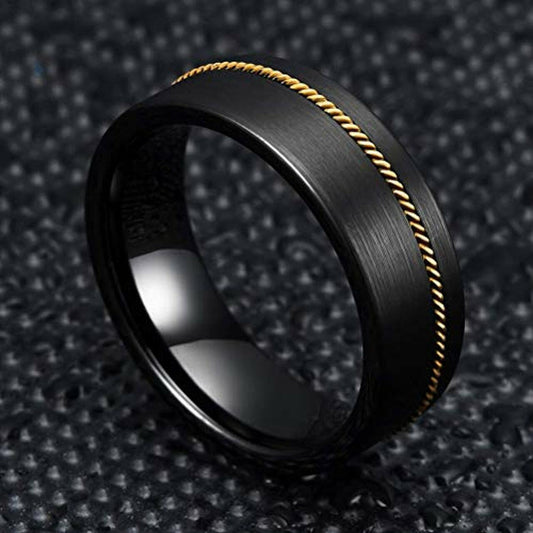 Midnight Edge Tungsten Ring