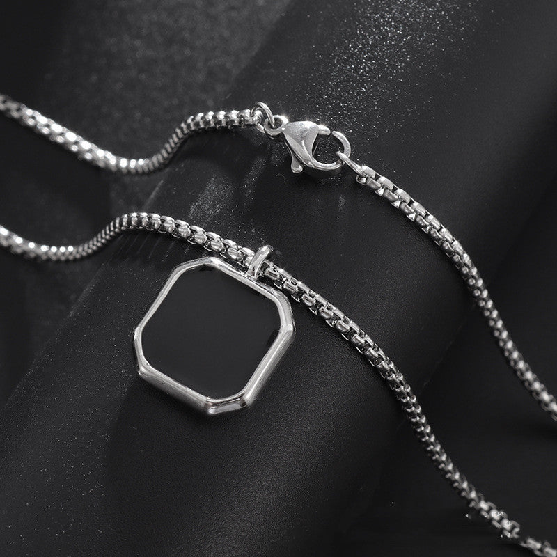 Geometric Square Pendant in Stainless Steel