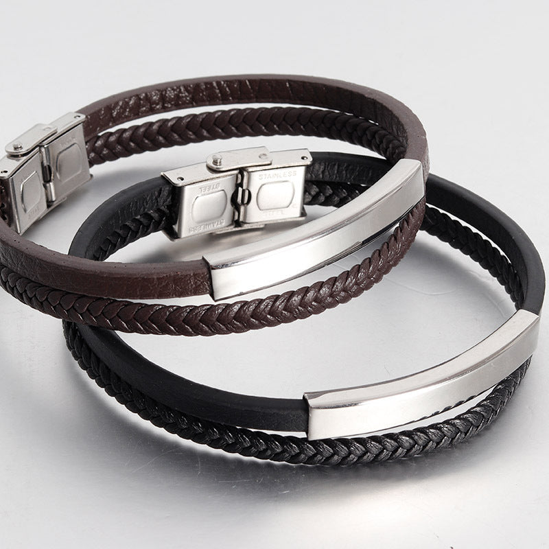 Titanium Fusion Leather Bracelet