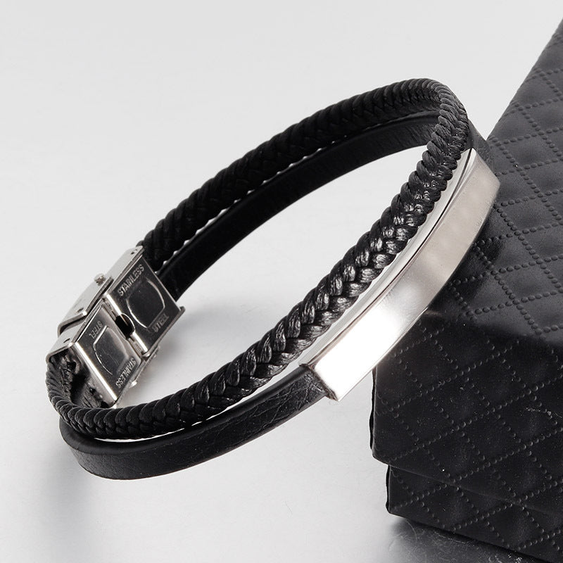 Titanium Fusion Leather Bracelet