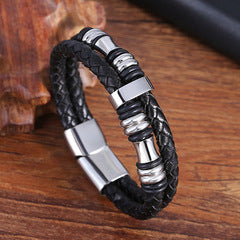 Titanium Fusion Leather Bracelet