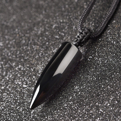 Geometric Obsidian Bullet Necklace